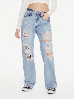 New! Aeropostale Baggy Wide Leg Button Fly Low Rise Skater Jeans Womens Size 16